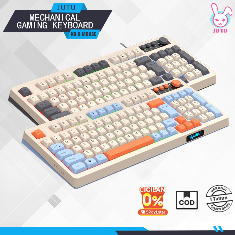 JUTU 12H SHIP Keyboard Komputer Gaming Mechanical Feeling Keyboard Keyboard Silent Gaming RGB Backlit Cocok Untuk PC/Gaming/Kantor