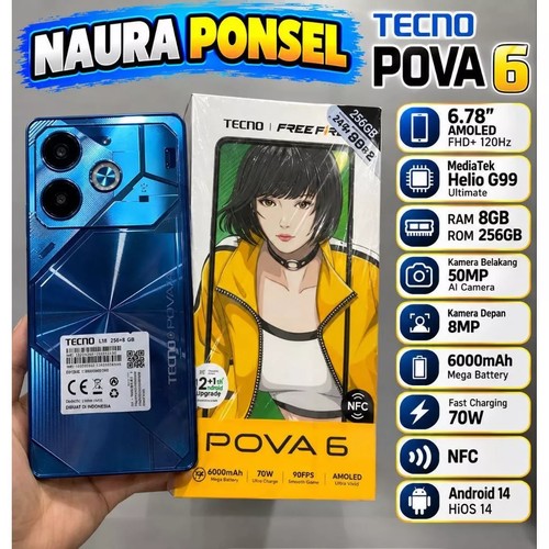 Tecno Pova 6 8/256GB Helio G99 Ultimate 6000mAh 70W Dynamic